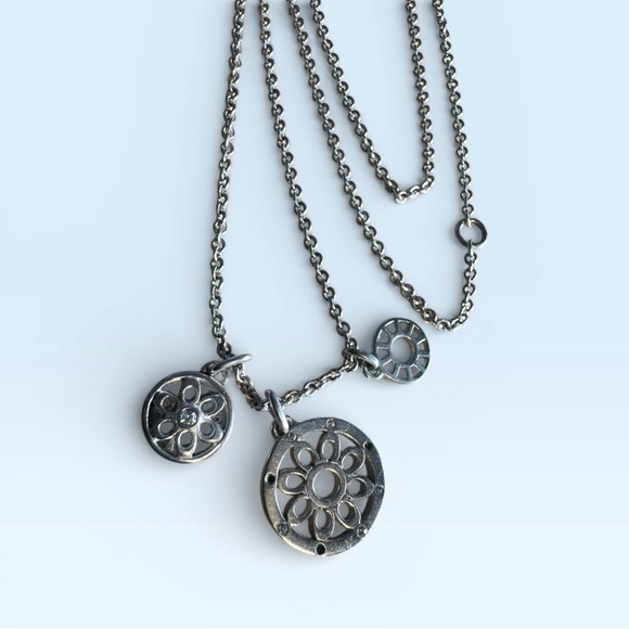 Coach Sterling Silver 925 Triple Pendant Necklace - Picture 4 of 6